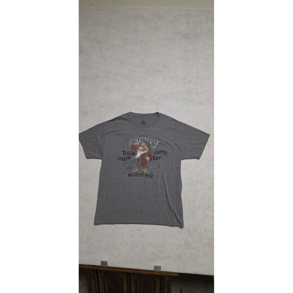 Disney Grumpy Tough Guy T-Shirt Large Gray Walt Disney World Hanes Graphic Tee
